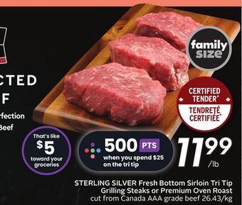Sobeys Fresh bottom sirloin tri tip grilling steaks or premium oven roast offer
