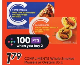 Sobeys Whole smoked mussels or oysters offer