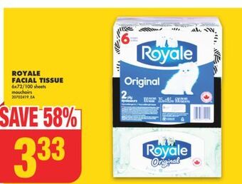No Frills Royale facial tissue, 6x72/100 sheets offer