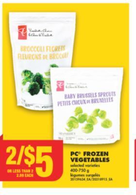 No Frills Pc frozen vegetables, 400-750 g offer