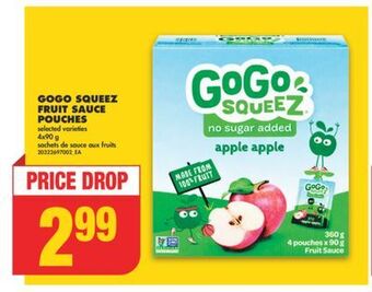 No Frills Gogo squeez fruit sauce pouches, 4x90 g offer
