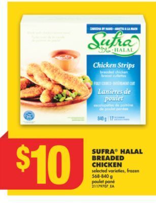 No Frills Sufra halal breaded chicken, 568-840 g offer