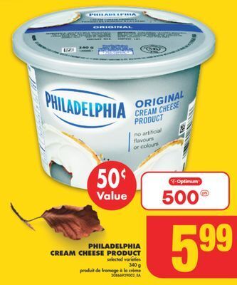 No Frills Philadelphia cream cheese product, 340 g offer