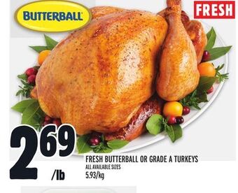 Metro Fresh butterball or grade a turkeys offer
