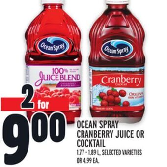 Metro Ocean spray cranberry juice or cocktail offer