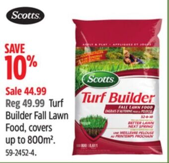 Canadian Tire Scotts turf builder fall lawn food, covers up to 800m2 offer
