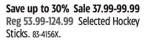 Canadian Tire Selected sherwood hockey sticks offer