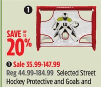 Canadian Tire Elite selected street hockey protective and goals and replacement nets offer