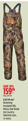 Canadian Tire Browning browning insulated bib, mossy oak break up country offer