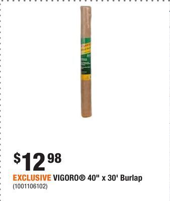 Home Depot Exclusive vigoro 40 x 30' burlap offer