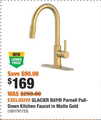 Home Depot Exclusive glacier bay parnell pull-down kitchen faucet in matte gold offer