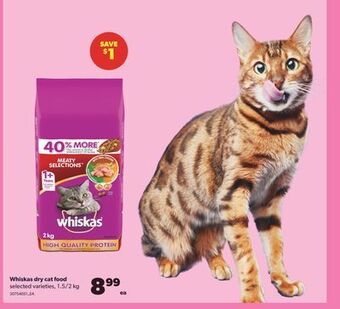 Real Canadian Superstore Whiskas dry cat food, 1.5/2 kg offer