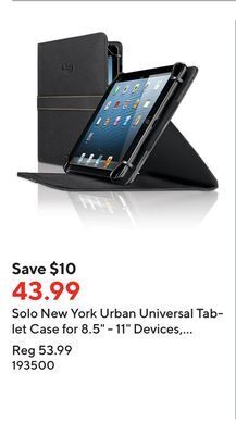 Staples Solo new york urban universal tablet case for 8.5 - 11 devices, black offer