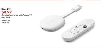 Staples Google chromecast with google tv 4k - snow offer
