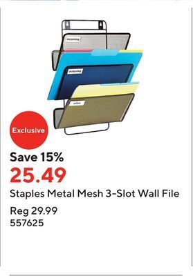 Staples Staples metal mesh 3-slot wall file offer
