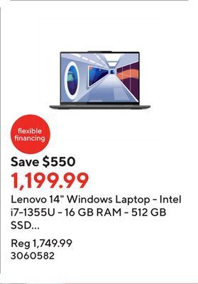 Staples Lenovo 14 windows laptop - intel i7-1355u - 16 gb ram - 512 gb ssd - windows 11 home offer