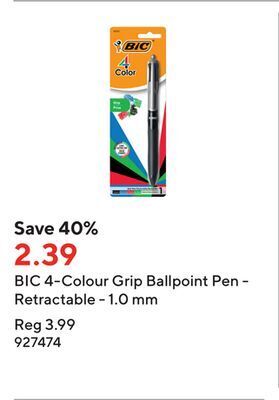 Staples Bic 4-colour grip ballpoint pen - retractable - 1.0 mm offer