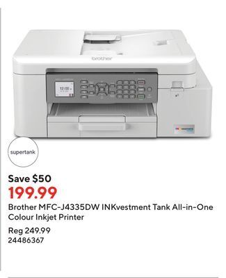 Staples Brother mfc-j4335dw inkvestment tank all-in-one colour inkjet printer offer