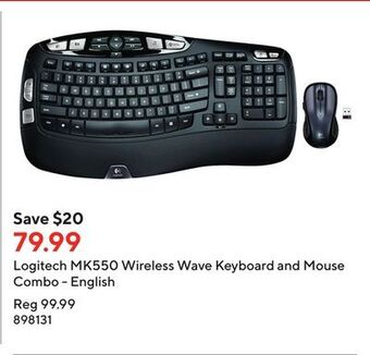 Staples Logitech mk550 wireless wave keyboard and mouse combo - english offer