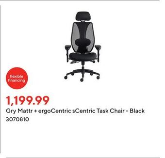 Staples Gry mattr + ergocentric scentric task chair - black offer