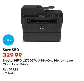 Staples Brother mfc-l2750dw all-in-one monochrome cloud laser printer offer