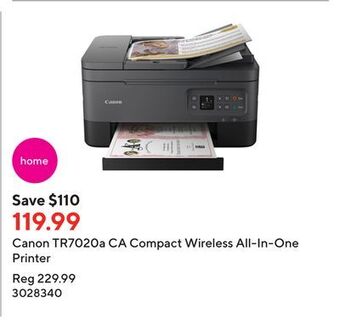 Staples Canon tr7020a ca compact wireless all-in-one printer offer