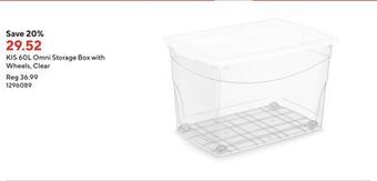 Staples Kis 60l omni storage box with wheels, clear offer