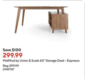 Staples Midmod by union & scale 60 storage desk - espresso offer
