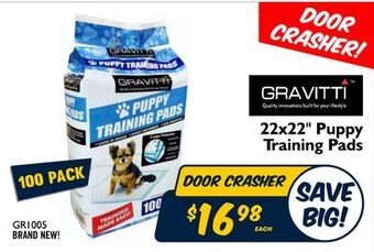 Big Daddy Closeouts Gravitti 22x22 puppy training pads offer