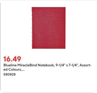 Staples Blueline miraclebind notebook, 9-1/4 x 7-1/4, assorted colours, 150 pages offer
