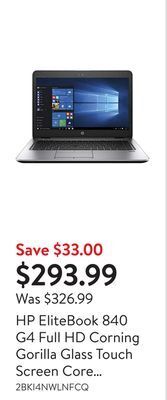 Walmart Hp elitebook 840 g4 full hd corning gorilla glass touch screen core i57300u 24ghz up to 39ghz 16gb ram 256gb ssd webcam windo offer