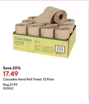 Staples Cascades hand roll towel, 12 pack offer