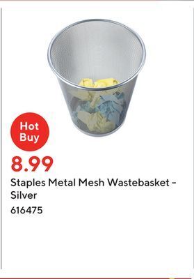 Staples Staples metal mesh wastebasket - silver offer
