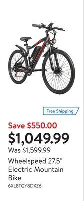 Walmart Wheelspeed 27.5 electric mountain bike offer