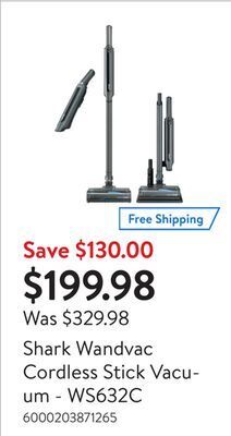 Walmart Shark wandvac cordless stick vacuum - ws632c offer