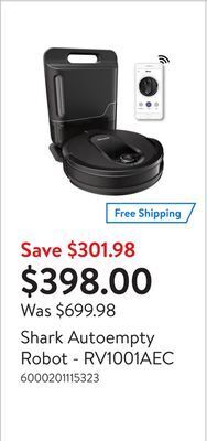 Walmart Shark autoempty robot - rv1001aec offer