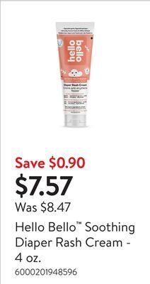 Walmart Hello bello soothing diaper rash cream - 4 oz offer