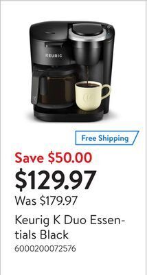 Walmart Keurig k duo essentials black offer