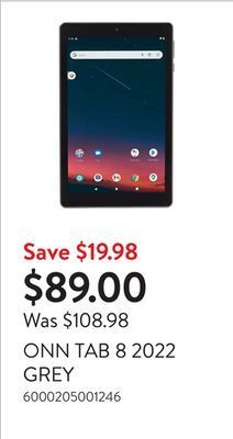Walmart Onn tab 8 2022 grey offer