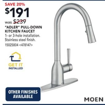 RONA Moen adler pull-down kitchen faucet offer