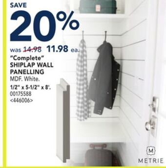 RONA Metrie complete shiplap wall panelling 1/2 x 5-1/2 x 8' offer