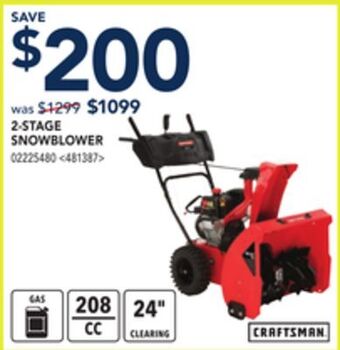 RONA Craftsman 2-stage snowblower offer