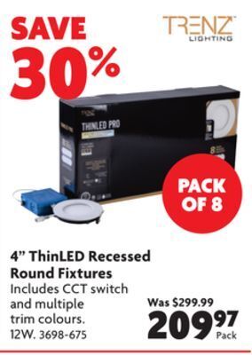 Home Hardware 4 thinled recessed round fixtures offer