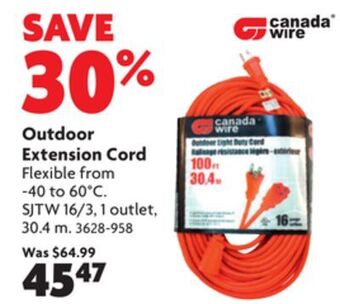 Home Hardware Outdoor extension cord offer