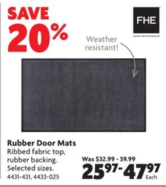 Home Hardware Rubber door mats offer