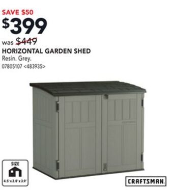 RONA Craftsman horizontal garden shed offer