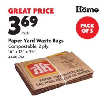 Home Hardware Paper yard waste bags offer