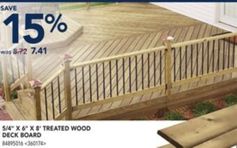 RONA 5/4 x 6 x 8' treated wood deck board offer