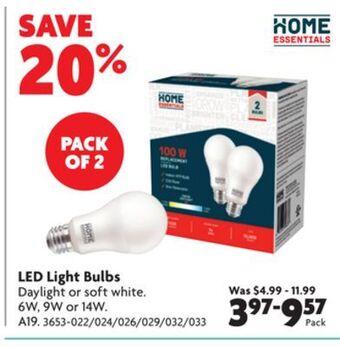 Home Hardware Led light bulbs offer