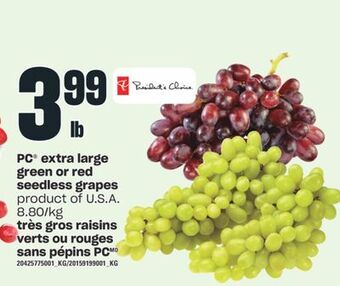 Valu-mart Très gros raisins verts ou rouges sans pépins pc offer